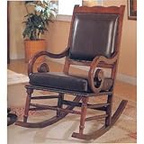 Traditional Style Dark Brown Bycast Leather Rocking Chair