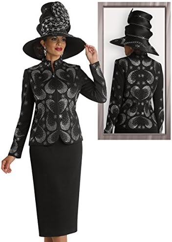 Elegant 2PC Black Knit Women's Church Suit By Donna Vinci