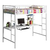 WE Furniture Sunrise Metal Twin/Workstation Bunk Bed - White