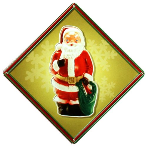 Vintage Santa Christmas Sign in Yellow
