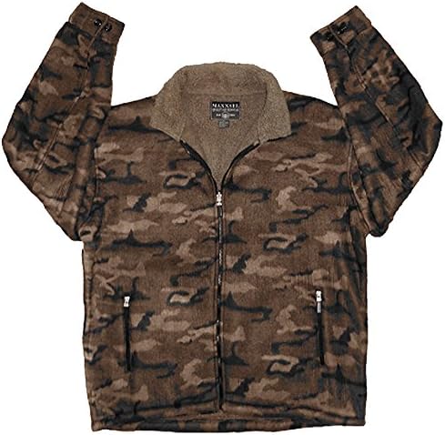 Woodland Trails Men's Polar Fleece Sherpa Lined Zip Up Jacket (Large, Brown Camo)