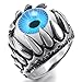 Men's Stainless Steel Resin Ring Silver Black Blue White Skull Dragon Claw Evil Devil Eye Gothic Biker
