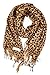 Paskmlna Animal Print Fringed Shoulder Pashmina Wrap Scarf - Leopard Zebra Patterns (Brown Leopard)