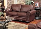 Hudson Bay Leather Love Seat By Coaster Furniture With Silver Shipping