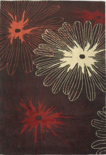 Modern Area Rug 5x8 Brown Handmade Contemporary