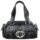 Xhilaration Faux-Crocodile Trim Satchel - Black (Large)