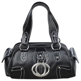 Click here to buy Xhilaration® Faux-Crocodile Trim Satchel - Black (Large) by Xhilaration.
