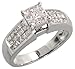14 Karat Weissgold Fantasie Damen Radiantschliff Diamanten Ring, mit 1.10 Karat unsichtbare Diamanten, (6mm) breit