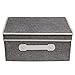 MyGift Decorative Gray Woven Collapsible Fabric Lidded Shelf Storage Bin/Closet Organizer Box Basket