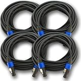 Seismic Audio - TW12S50 (Pack of 4) - 50 Foot Speakon to Speakon PA/DJ Speaker Cable - 2 Conductor - 12 Guage