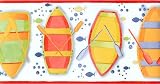 Red Row Boats Wallpaper Border