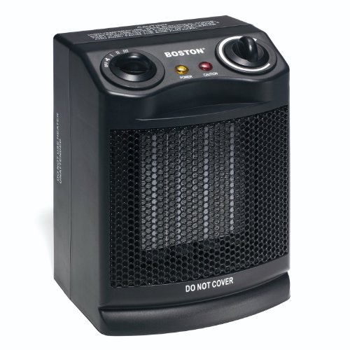 Boston Ceramic Space Heater with Fan, Black (25962)