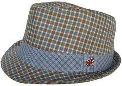Christys' Crown "Oahu" Cotton Fedora Gingham Union Jack Bulldog Pin Surf Style Post Punk Preppie Summer Hat Limited Edition Christy's Trilby