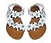 Elegant Women's Fashion White Hawaiian Flowers Gladiator Flat Sandals