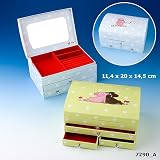 Rosalie und Tr�ffel: gro�er Schmuckkasten, Schmuckbox, Farbe: fr�hlingsgr�n, Motiv: R�cken an R�cken