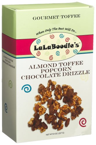 LaLaBoodle's Almond Toffee Popcorn Chocolate Drizzle, 8-Ounce Boxes (Pack of 3)