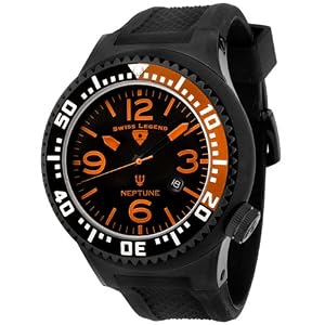 Swiss Legend Men’s 21818P-BB-01-OB Neptune Collection Black Ion-Plated Black Rubber Watch