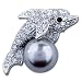 Crystal Dolphin Ball Brooches