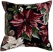 Poinsettia N' Plaid Holiday Christmas Decorative Throw Pillow 17" x 17"
