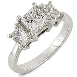 Search : Three Stone Princess Cut Diamond Ring 2.00ctw (HI/SI) in 14K White Gold
