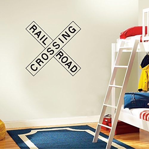 Leisure4U Railroad Crossing Sign Wall Decor Sticker Decal Removable Vinyl Name Wall Art Decal
