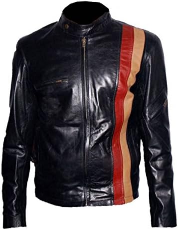 TOFFHUB Cyclops Xmen Wolverine Faux Leather Jacket Red Yellow Straps (2XL) Black
