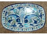Le Souk Ceramique AF-29 Aqua Fish Rectangular Platter 13x9x1-in.