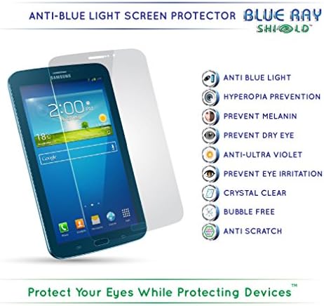 Blue Ray Shield - 2 Pieces- Anti Blue Light Screen Protector for Samsung Galaxy Tab 3 7 inch- UV Filter HD Clear Anti Scratch Guard Film - Saves your Eyesight from Harmful UV Ray and Blue Light - Prevents Eye Irritation, Melanin, Pigmentation - Comes with Lifetime warranty