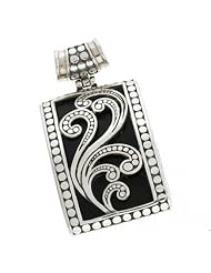 Balinese Pendant Black Shell Ornate Sterling Silver