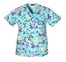Cherokee Cartoon Print Mock Wrap v-neck Scrub Top Scrub Tops Women