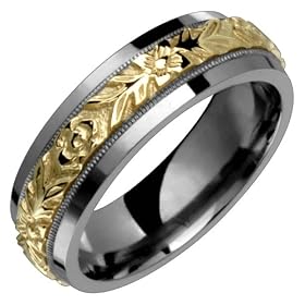 Epsilon Titanium Ring with 14K Gold Design Center