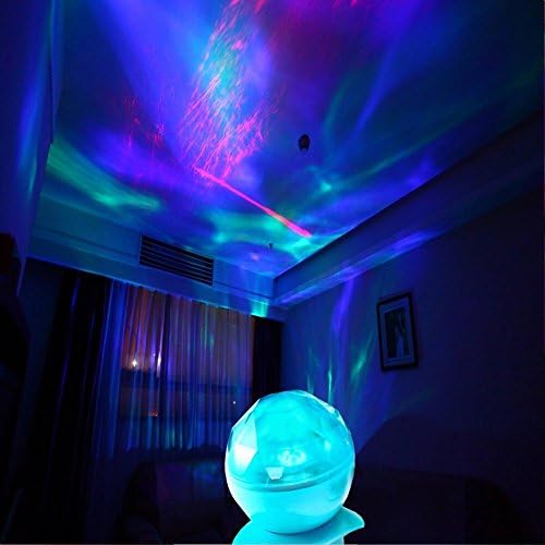 Color Changing Led Night Light Lamp LED Light Projector Aurora Borealis Projector, Decorative Light, Mood Light ,Mp3 Players for Nursery, Kids Room (Blue)