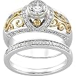 14K Two-Tone Gold Diamond Wedding Set - 0.85 Ct.