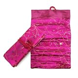 Brocade Jewelry Roll - Pink Flower
