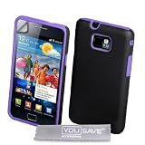 Porpora E Nero Duro E Morbido Silicone Gel Custodia Per Samsung Galaxy S2 i9100 Con Schermo Pellicola Protezione Da Yousavedi Yousave