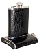 Brizard & Co. Croco Pattern Black Leather Stainless Steel 6oz Hip Flask