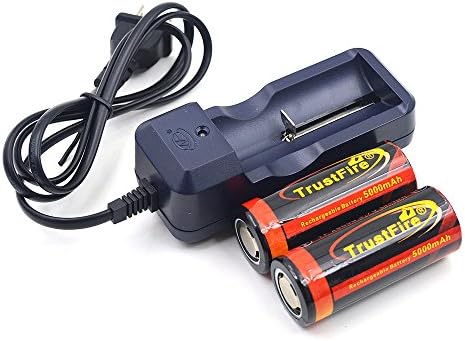 2Ppcs 26650 5000mAH 3.7V Rechargeable Protected Lithium Li-ion Battery + ChargerFor Flashlight Headlamp