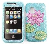 Samsung Fascinate/Mesmerize i500 Full Diamond Crystal, Lily on Blue Hard Ca ....