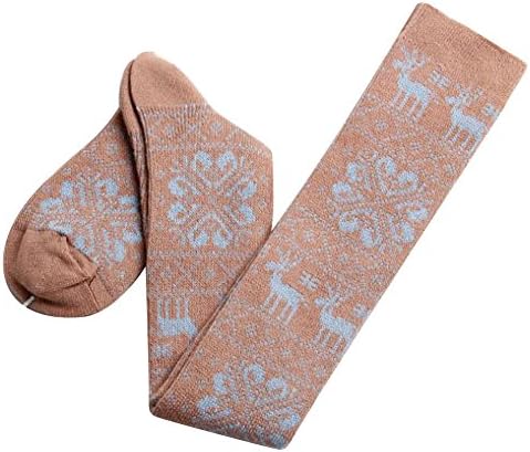 Your Gallery Women's Cute Reindeer Snow Pattern Slim Over Knee Cotton Socks Skin