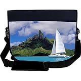 IMAGE OF Sailboat on Paradise Island NEOPRENE Laptop Sleeve Bag Messenger Bag - Laptop Bag -Notebook Bag - for Macbook Pro, Aspire, Samsung, Acer, ASUS, Dell, HP, Lenovo, Sony, Toshiba Unisex - Ideal Gift for all occassions!