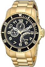 Invicta Pro Diver Men's Quartz Watch with Black Dial  Analogue display on Gold Stainless Steel Bracelet 15341
