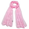 100% Silk Crepe Embroidered and Beaded Flower Hand Rolled Wavy Edges Long Scarf Shawl--in Various Colors