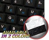 RUSSIAN CYRILLIC ENGLISH NETBOOK KEYBOARD STICKERS BLACK BACKGROUND