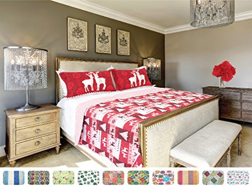 The CONNECTICUT HOME COMPANY Luxury Quilt Collection, Reversible, Top Choice by Decorators, Many Sizes and Patterns, All Season Weight, Machine Washable (Noel - Twin)
