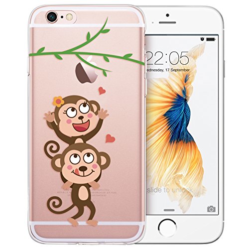 iPhone 6 Case, ESR iPhone 6s Case Clear Soft Silicone Back Cover One Piece Bumper Case [Mania Series] [Shock Absorbent] for 4.7 inches iPhone 6/iPhone 6s(Love-Monkeys)