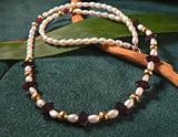 Cultured Rice Pearl & Garnet Necklace