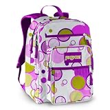 JanSport Big Student Classics Series Backpack, White/Newbud Green Pattern Dots