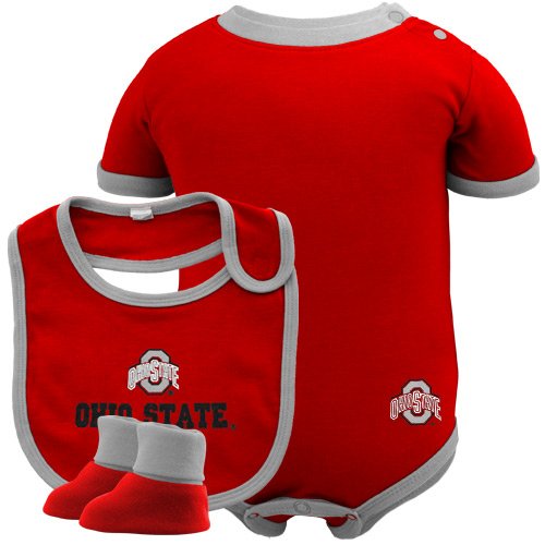 NCAA Infant/Toddler Boys' Ohio State Buckeyes Bib & Bootie Set (Red, 12 Months)