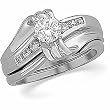14K White Gold Diamond Wedding Set - 0.68 Ct.