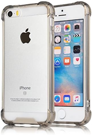 Enhanced Crystal Series Phone Case for iPhone 5/5s/SE Protective Cover Case with Transparent Hard Plastic Back Plate and Soft TPU Gel Bumper - Gray